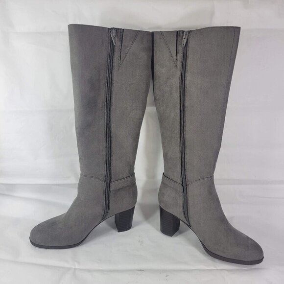 Giani Bernini Adonnys Knee High Boots Women Size 5.5 Gray Block Heel Zip New - Picture 3 of 11